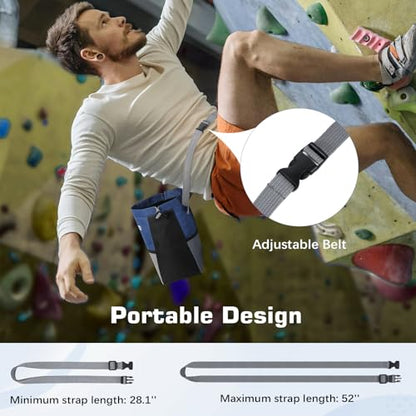 MoKo Chalk Bag for Rock Climbing, Large Capacity Climbing Chalk Bag with Magnetic Snap and Zipper Pocket, Portable Chalk Bucket for Rock Climbing, Weight Lifting, Bouldering, Gymnastics, Fitness - color: Blue