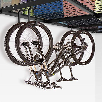 FLEXIMOUNTS 4 Pack Add-On Storage Flat Hooks, Black | Accessory for Garage Ceiling Rack and Wall Shelving, Max Weight Capacity up to 50 lbs - color: Black