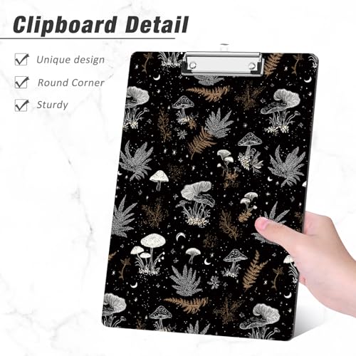 Rimilak Wood Clipboard, 8.5x11 Hardboard Clip Board, Mushroom Flower | Fun Design, Cute Custom Pattern, 9 x 12.5 in Letter Size for Classroom, Teachers, Kid, Woman, School & Office Supply - color: Mushroom Flower