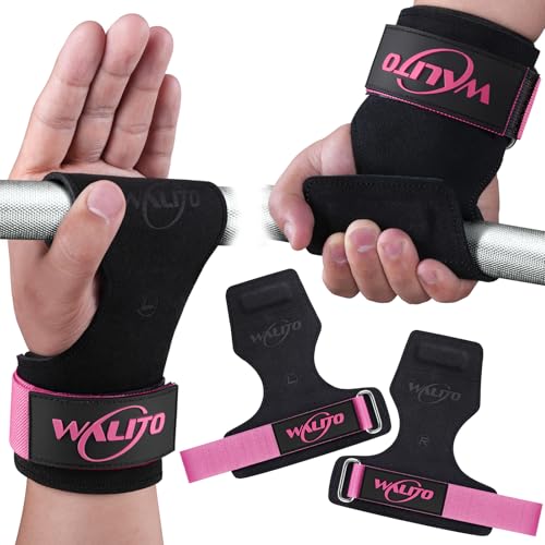 Weight Lifting Wrist Strap，Double Layer Leather Wrist Wraps with Neoprene Padding for Weightlifting & Deadlifts – Adjustable Gym Straps for Men & Women - color: Pink