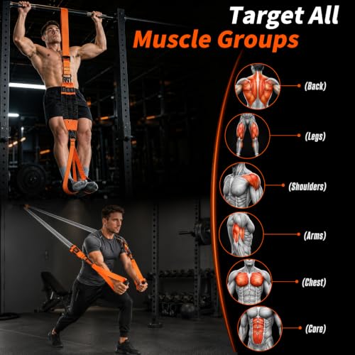 2 in 1 18PCS Heavy Resistance Bands & Assisted Pull Up Bands Combo – 300LBS/225LBS with Non-Slip Handles, Ankle Straps, Door Anchor, Adjustable Bands & Foot Pedals for Strength Training