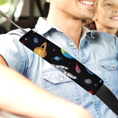 2PCS Space Planet Galaxy Astronaut Car Seat Belt Pad Universal Fit Seat Belt Covers Cushion for Kids, Car Seats Pushchair Strollers High Chair Pushchair, Easy Install (No Tool) - color: Pattern 336