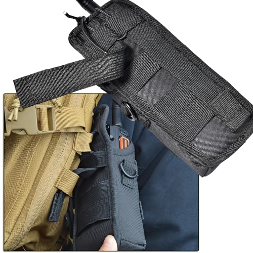 HYS Walkie Talkie Holster with Reflective Shoulder Strap w/Padded Non-Slip | Molle Radio Pouch-Anti-Sway, for Motorola APX6000 APX8000 APX Series President Cobra Uniden Handheld CB Radio - color: Green