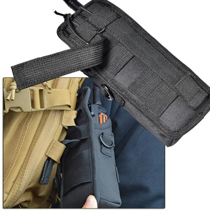 HYS Walkie Talkie Holster with Reflective Shoulder Strap w/Padded Non-Slip | Molle Radio Pouch-Anti-Sway, for Motorola APX6000 APX8000 APX Series President Cobra Uniden Handheld CB Radio - color: Green