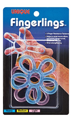 Unique Sports Finger and Hand Strengthening Resistance Bands - 3 Resistance Levels, One Size (FING-3)