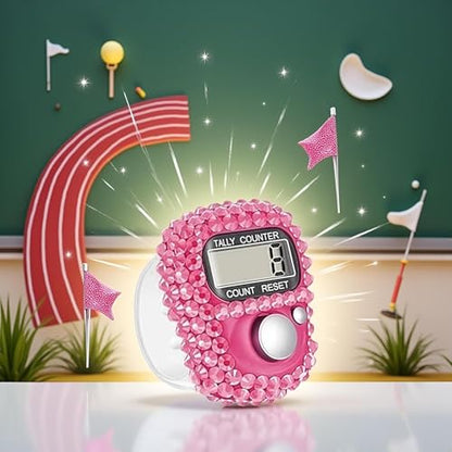 Electronic Tally Counter with Display, Resettable Portable Electronic Finger Counter for Golf, Track and Field, Lap Counting - color: Pink