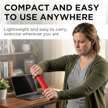 THERABAND FlexBar Resistance Bar, Physical Therapy, Flex, Elbow, Wrist, Red | Flex therapy bar for physical therapy, wrist and forearm exercise, with non slip grip and compact design
