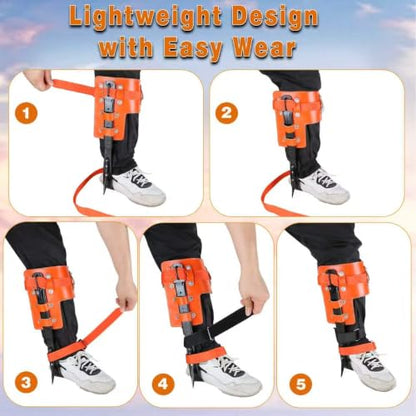 Tree Climbing Spikes Set,Tree Climbing Gear, 1 Pair Alloy Steel Climbing Spurs,350lbs Load Capacity, Arborist Equipment for Climbers, Fruit Picking and Lumberjack - color: Orange Climbing Spikes Set C