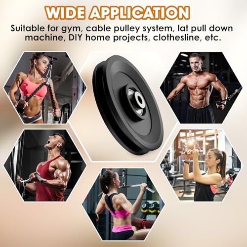 114mm/4.5" Universal Nylon Bearing Pulley System, Gym Workout Cable Pulley Wheel & Weight Attachment Replacementfor Home Gym, Pulldown Smith Machine, Garage Lifting Equipment - color: Black-2pcs