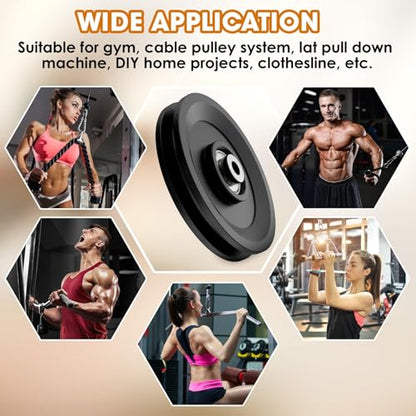114mm/4.5" Universal Nylon Bearing Pulley System, Gym Workout Cable Pulley Wheel & Weight Attachment Replacementfor Home Gym, Pulldown Smith Machine, Garage Lifting Equipment - color: Black-8pcs