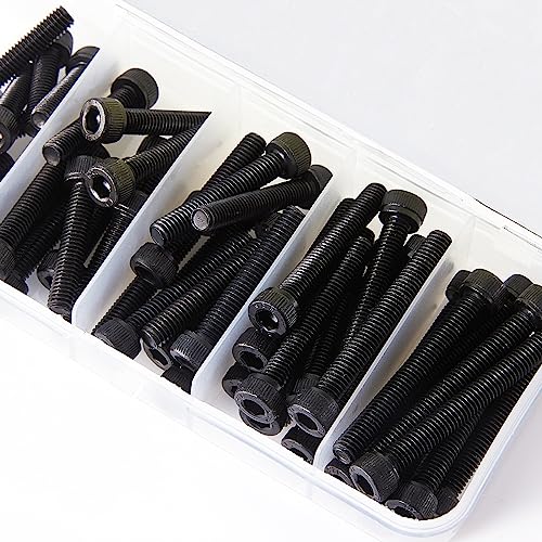 M5 x 30mm 35mm 40mm 45mm 50mm Hex Socket Head Cap Screws Bolts, 12.9 Grade Alloy Steel, Black Oxide Finish, Metric Allen Drive, Fully Threaded, Assortment Kit 50Pcs - size: Socket M5x30-50 mm