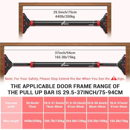 Pull Up Bar for Doorway: Sportneer Strength Training Pull-up Bars without Screw with Resistance Band Bar, Sportneer Detachable Workout Exercise Bar Handles for All Kinds Resistance Bands