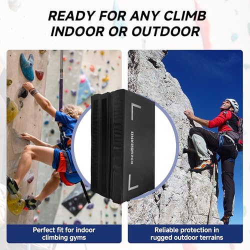 Tri-Fold Rock Climbing Crash Pad w/Adjustable Backpack Straps – Supplemental Bouldering Crash Pad – Durable Climbing Crash Pad, Lightweight & Portable – Folded Size 39"x24"x12"