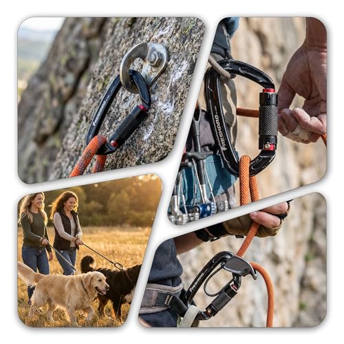 FresKaro UIAA Certified 25KN Auto Locking Climbing Carabiner Clips, Twist Lock, and Heavy Duty Carabiners for Rock Climbing, Rappelling, and Mountaineering, D Shaped - color: 2PCS-25KNA