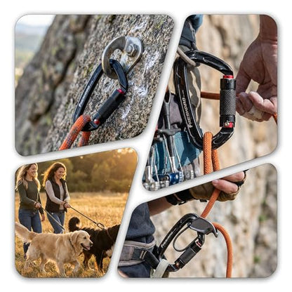 FresKaro UIAA Certified 25KN Auto Locking Climbing Carabiner Clips, Twist Lock, and Heavy Duty Carabiners for Rock Climbing, Rappelling, and Mountaineering, D Shaped - color: 2PCS-25KNA