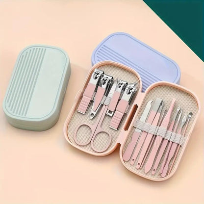Manicure and Pedicure Kits 14PCS Stainless Steel Nail and Foot Care Tools Set for Nail Care, Including Nail Clippers and Shaping Tools with Portable Storage Box（Green）