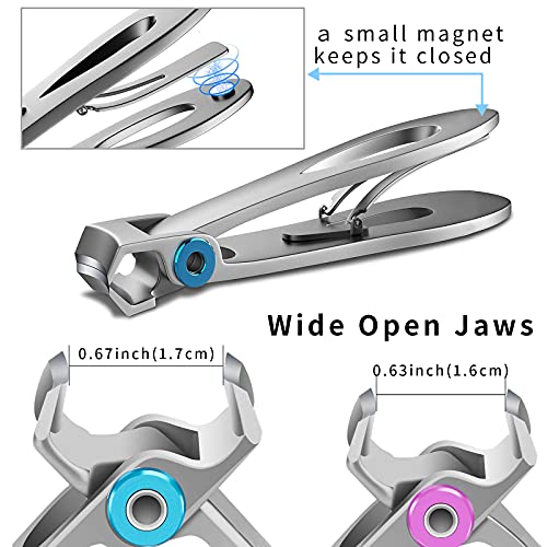 Nail Clippers Set,Fingernail Toenail Clippers for Thick Nails,Nail Clipper for Adult Men Women Seniors - size: Silver with carry sack
