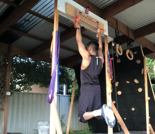 AU Wooden Hangboard Climbing Wildwood 2001 with Pull Up Hand Grips | Rock Climbing | Bouldering Hangboard Door Frame Climbing | Fingerboard Climbing |