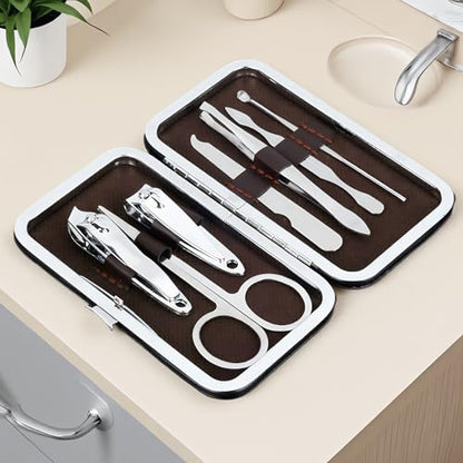 7-Piece Nail Grooming Kit with Travel Case, Complete Manicure and Pedicure Set for Home and Travel