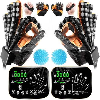 9th Generation Upgrade Rehabilitation Robot Gloves for Stroke Recovery – Hand Weakness & Hemiplegia Home Physical Therapy Device with Mirror Training & Multi-Mode (Left & Right Hand, M) - size: Left & Right Hand, M