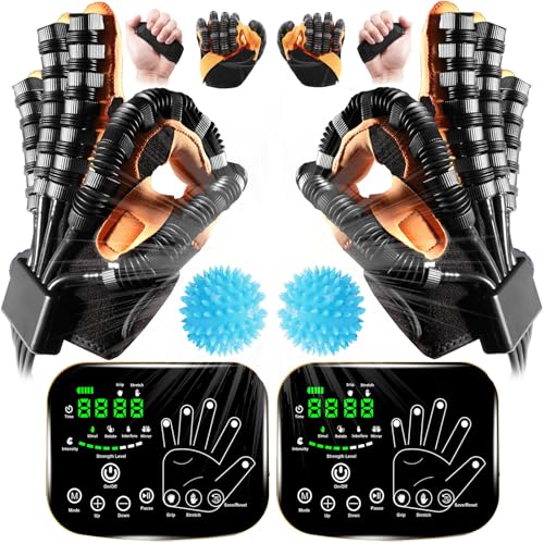 9th Generation Upgrade Rehabilitation Robot Gloves for Stroke Recovery – Hand Weakness & Hemiplegia Home Physical Therapy Device with Mirror Training & Multi-Mode (Left & Right Hand, XL) - size: Left & Right Hand, XL