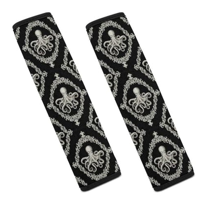 Breathable Seat Belt Shoulder Pad for Adults and Children, Stroller Pushchair High Chair, 2 Pack Gothic Octopus Ocean Black Neck Strap Covers Easy Install (No Tool) - color: Pattern 40