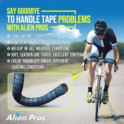 ALIEN PROS Chameleon Skin Bike Handlebar Tape (Set of 2) – Full Pattern Upgrade with Striking Color-Shifting Design and Premium Comfort Grip (Blue) - color: Blue