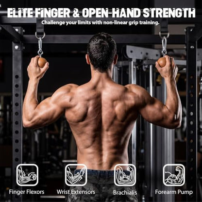 6 Pcs Pull up Grip Stick Set Wooden Rock Climbing Training Grips with Hanging Straps Strong Carabiner for Obstacle Course