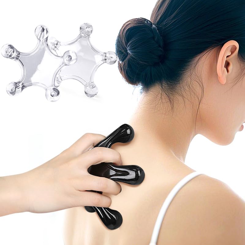 Trigger Point Massage Tools, 2 PCS 5 Legged Manual Full Body Massagers, Deep Muscle Tissue Massager, Handheld Palm Pressure Point Massage Tool, for Neck Shoulder Back Muscle Pain Relief (Transparent) - color: Transparent
