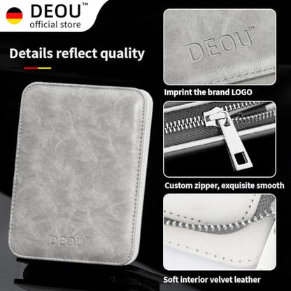 DEOU 13pcs Nail Grooming Kit Stainless Steel Professional Manicure Set Men Nail Care Tools with woman Luxurious Portable Travel Case Gift (Gray) | Manicure Pedicure Kit for Men Women, Nail Care Cuticle Tools, Luxury Finger & Toe Nail Clipper Set, Grey Tra