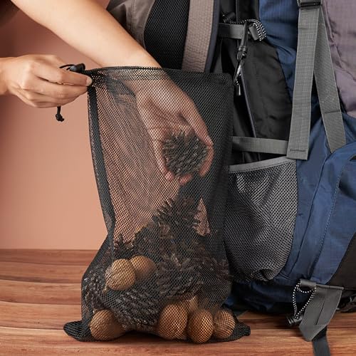 PALTERWEAR Mesh Bag with Clip and Toggle Closure (Set of 4, Black, 9 x 12 Inch) for Scuba, Scalloping, Camping, Multi-Use - size: 9 x 12 inch