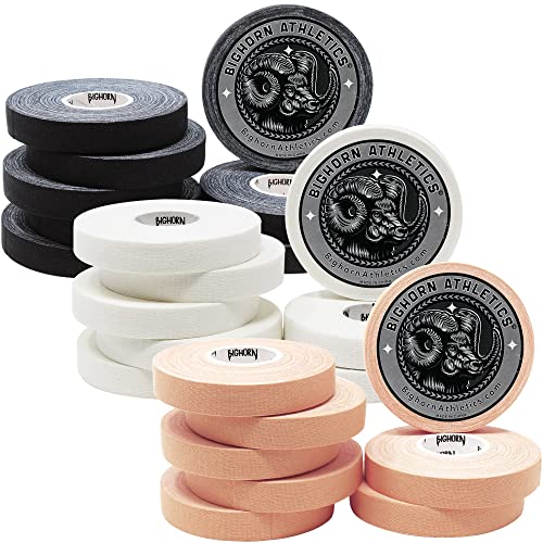 Bighorn Athletics Jiu-Jitsu Finger Tape, 0.5-Inch x 45-feet, 24 Rolls, Black, White & Nude