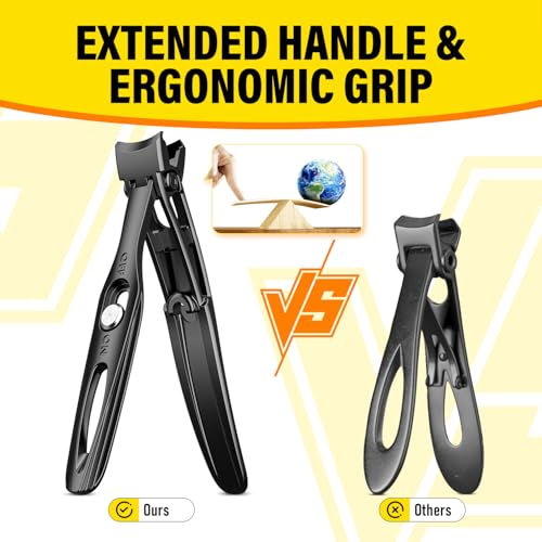 Ultra Wide Jaw Opening Nail Clippers Set, Extra Long Handle Toenail Clippers for Seniors Thick Toenails, Heavy Duty Large Clippers Cutter, Fingernail Clippers Gifts for Seniors, Men & Women Elderly - size: Wide Jaw