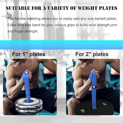 J Bryant Arm Wrestling Training Strap Belt Hand Grip- Ideal for Wrist Forearm and Biceps Workouts Multifunctional Home Gym Fitness Equipment Compatible with 1 inch and 2 inches Barbell Plates - color: Blue