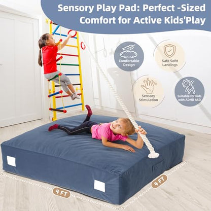 whiffee Upgraded Crash Pad for Kids Sensory with Handle,Soft Foam Blocks - Crash Pads for Autistic Children Indoor Jump Climb, Kids Autism Sensory Crash Mat with Anti-Slip Washable Cover - size: 3FT x 4FT