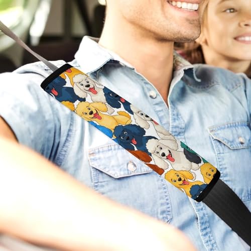 2PCS Cartoon Poodle Dog Cute Puppy Dogs Seat Belt Shoulder Pad Soft Padded Harness Pads Strap for Adults and Children, All Vehicles, Anti-Slip Pad - color: Pattern 262