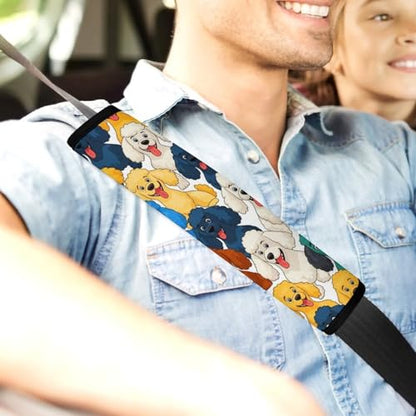 2PCS Cartoon Poodle Dog Cute Puppy Dogs Seat Belt Shoulder Pad Soft Padded Harness Pads Strap for Adults and Children, All Vehicles, Anti-Slip Pad - color: Pattern 262