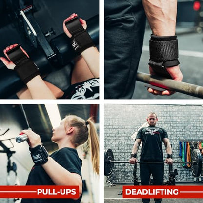 BEAST RAGE Workout Hooks for Men, Durable Coated Grip Gym Straps for Weightlifting Wrist Wraps Training Weight Lifting Strength Fitness Bodybuilding Anti Slip Women Hook Exercise - color: Black