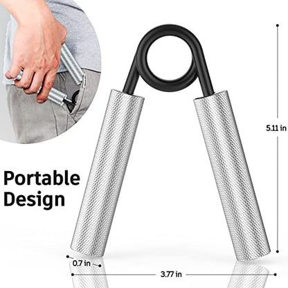ZEAGUS Grip Strength Trainer 4 Pack,Metal Hand Grip Strengthener Kit-Silver | Non-Slip Heavy-Duty Forearm Exerciser,50LB-200LB Hand Gripper for Muscle Building and Hand Rehabilitation Exercising - color: Silver