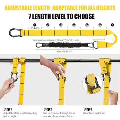 Pull Up Assistance Bands 260lbs, Heavy Pull Up Bands Resistance Bands for Pull Ups Working Out with Feet Rest, Pull Up Bar Bands Assistance Bands Strength Training Workout Equipment, Height Adjustable - color: Yellow