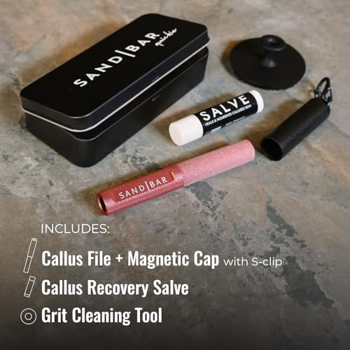 SandBar Callus Removal, Hand Callus Remover Salve Balm Stick for Working Hands, Lightweight Dead Skin Remover Tool Grit Surface, Knurled Handle, Magnetic Cap Hand File 4" - Pink - color: Flamingo