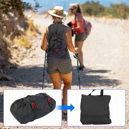 Tiiyee Rock Climbing Rope Bag, Arbor Rope Storage Bag Foldable Backpack with Large Rope Tarp Adjustable Shoulder Straps Waterproof Oxford Large Capacity Ultralight Outdoor Hike Gear Equipment(black) | Large Capacity Rope Storage Bag with Foldable Tarp Des