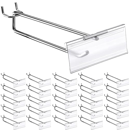 Thyle 50 Pcs Metal Scan Hook with Label Holder for 1/8" to 1/4" Pegboard, Peg Board Hooks with Price Tag, Pegboard Wall Accessories, Metal Hooks for Home Garage Retail Display Supplies (8 Inch) - size: 8 Inch