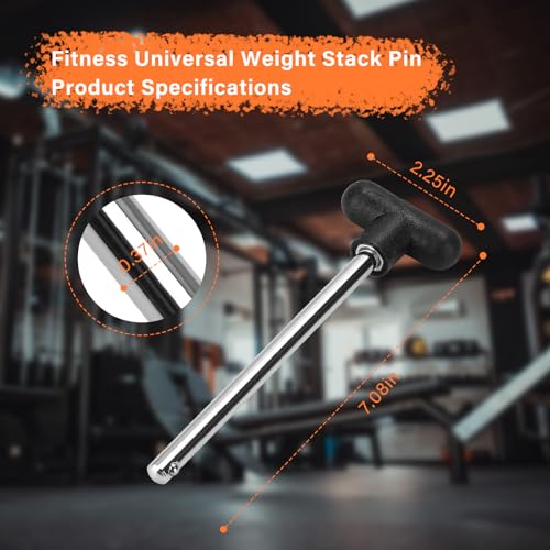 Weight Stack Pin, Gym Pin Heavy Duty Replacement, Weight Machine Pin,for Fitness Universal Home Gym Exercise Machine Parts & Accessories, Pin Tensile 3/8 Diameter 5-1/2" Locking Space - style: 2 pcs