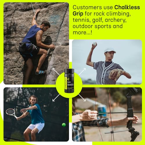 Black Grip Enhancer – Premium Liquid Chalk Alternative & Less Mess Hand Chalk for Bouldering, Baseball, Tennis, Football, Archery, Golf, and More, Non-Toxic Long-Lasting & Reliable