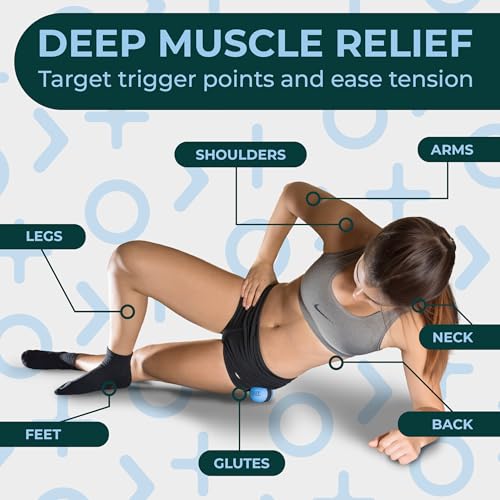 Deep Recovery Deep Tissue Massage Balls for Yoga and Self Myofascial Release, Foam Trigger Point Balls for Mobility and Recovery, Feet, Back, Neck, Legs and Arms (2 Pack, Blue) - color: Blue