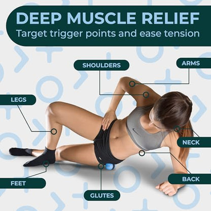 Deep Recovery Deep Tissue Massage Balls for Yoga and Self Myofascial Release, Foam Trigger Point Balls for Mobility and Recovery, Feet, Back, Neck, Legs and Arms (2 Pack, Blue) - color: Blue