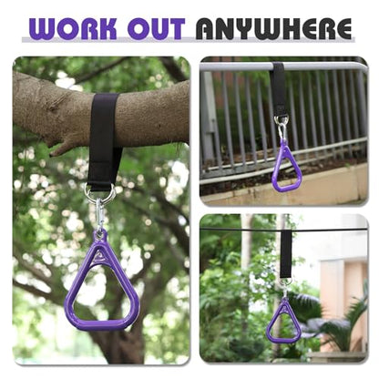 LadyRosian Trapeze Bar Swing Monkey Bars Hanging Ninja Rings Warrior Slackline Obstacle Course Kits for Kid Playground Equipment Accessories (Purple) - color: Purple
