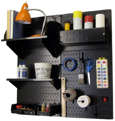 Wall Control Hobby Craft Pegboard Organizer Storage Kit with Black Pegboard and Black Accessories - color: Black Pegboard Black Accessories