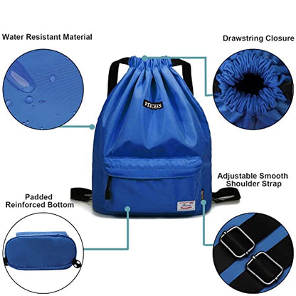 Peicees Waterproof Drawstring Sport Bag Lightweight Sackpack Backpack for Men and Women | Waterproof - color: A_sky Blue